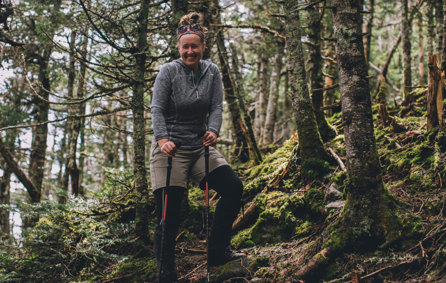 Woman hiking in forest