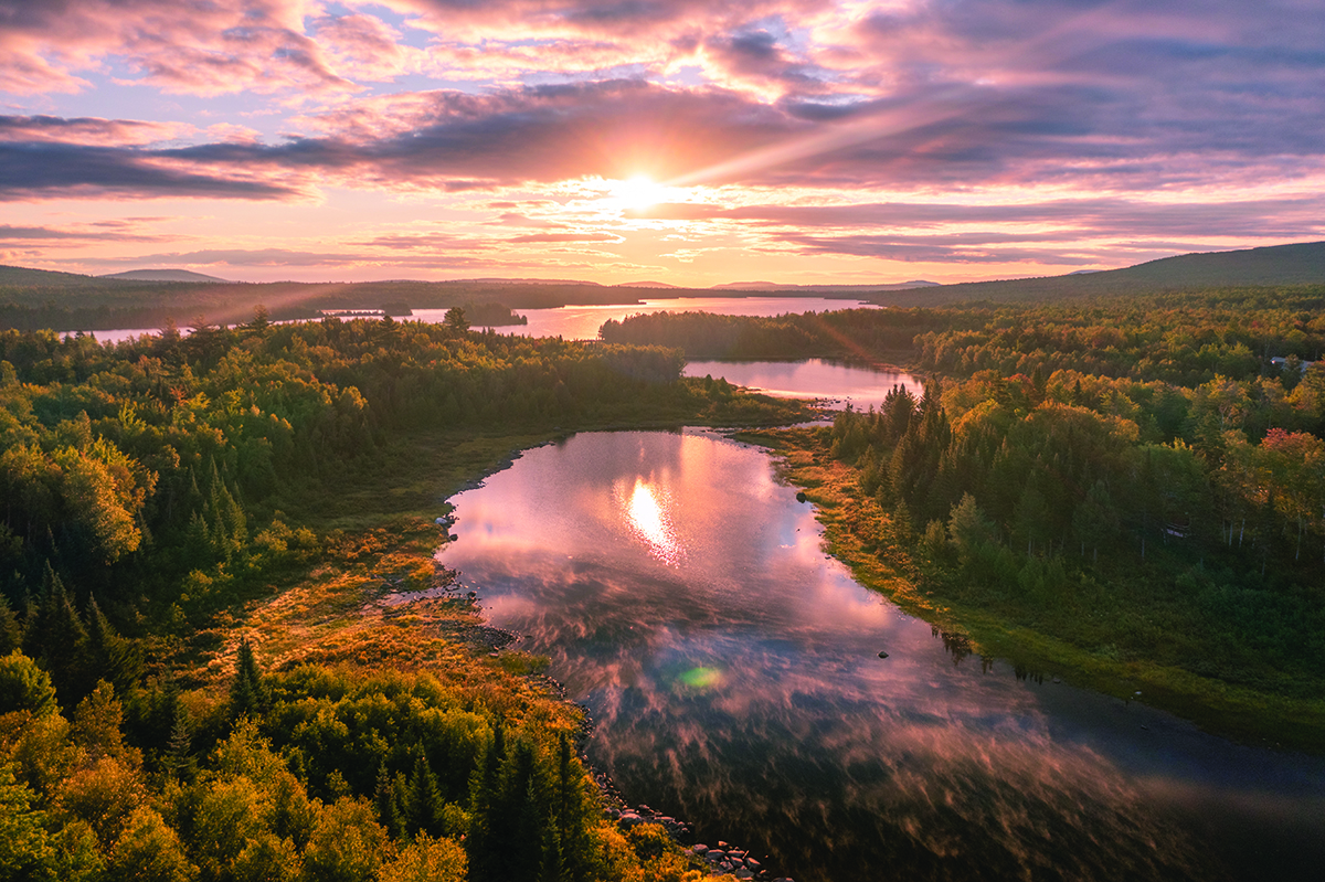 Sunset view of the Maine Woods 