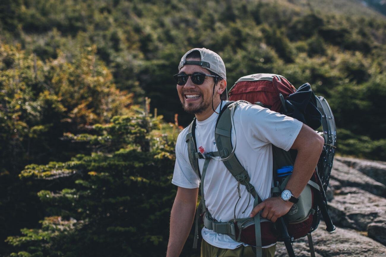 Man hiking in forest