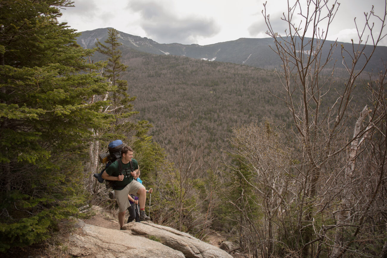 Man hiking in mountains