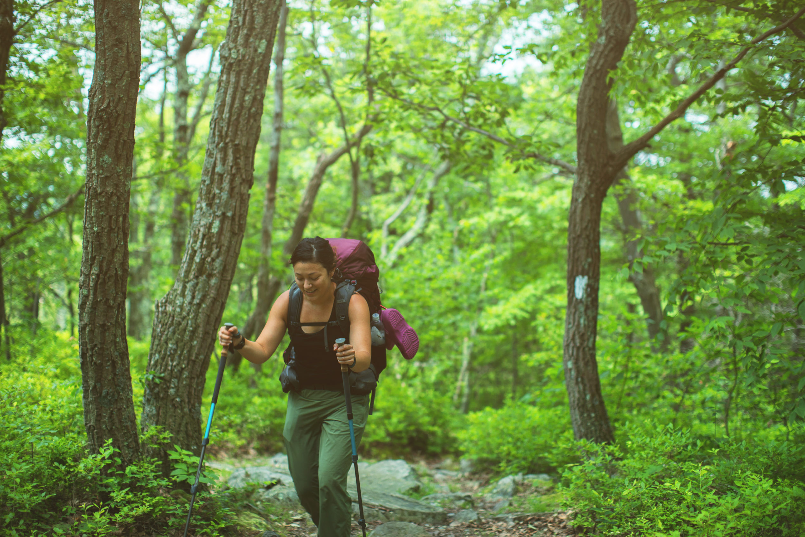 Jun. 16, 2018. AMC Mohican Outdoor Center, Delaware Water Gap National Recreation Area, New Jersey-- Kim Shaffer an Appalachian Trail thru-hiker and Be Outdoors video subject. Photo by Paula Champagne.