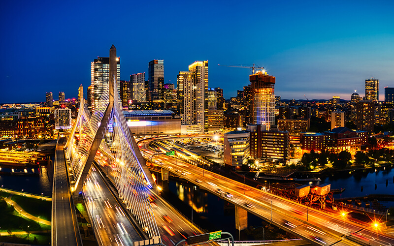 Boston Traffic and Skyline