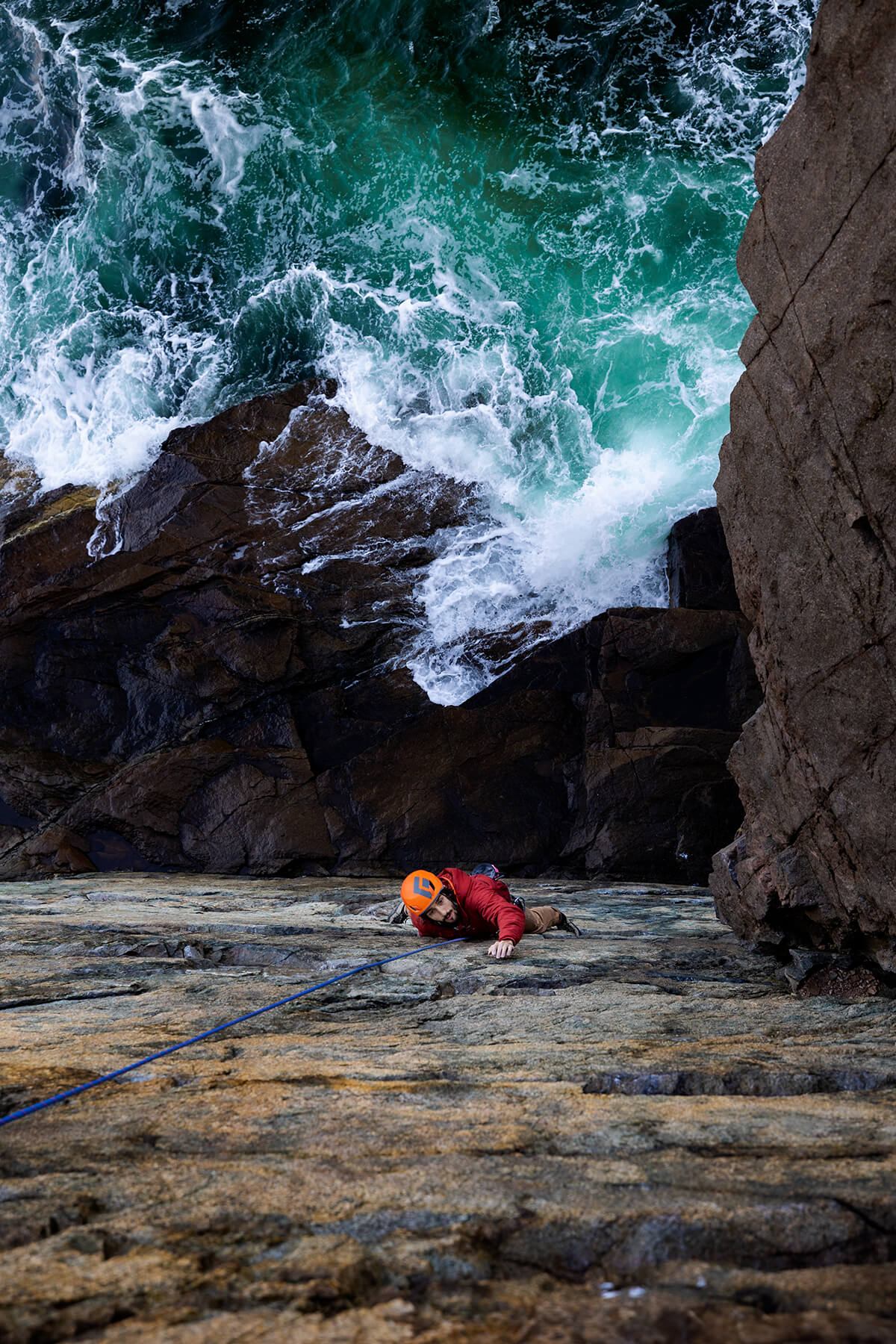 climbing above Otter Cliffs, Acadia National Park, Maine