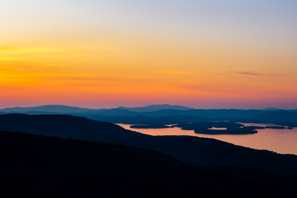 stunning sunset over Mt. Major, Alton, New Hampshire