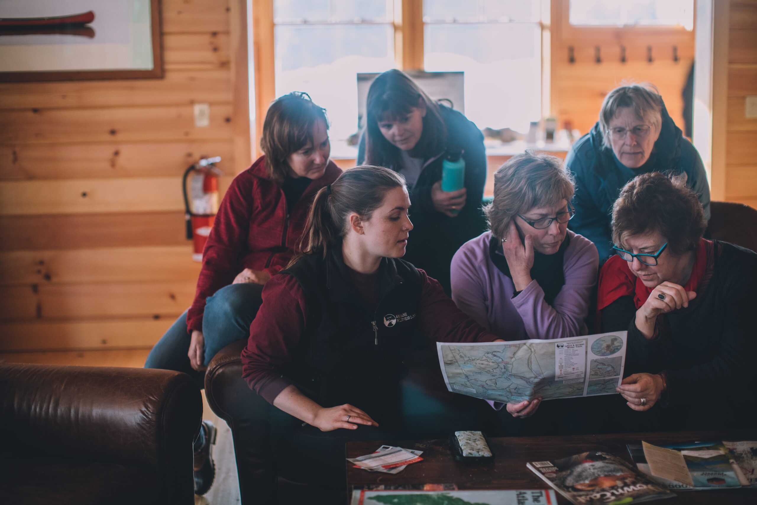 Group of people looking at a map