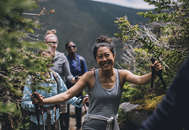 group hiking in the White Mountains